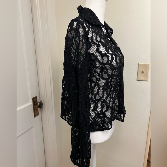 Cynthia Rowley Black Lace Long Sleeve Top Size 4 - Picture 2 of 16